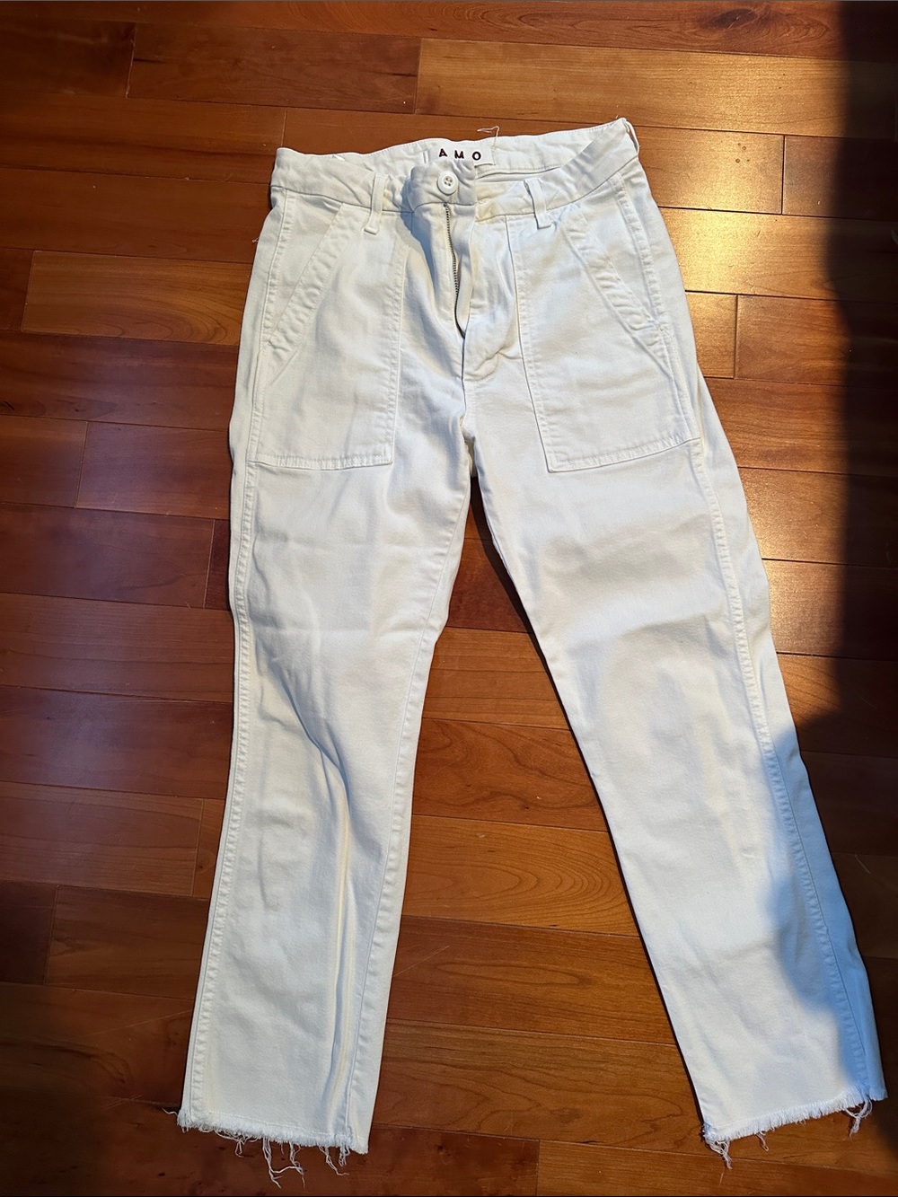 AMO Denim Easy Army Trouser Pants in White/Bone - Size 26
